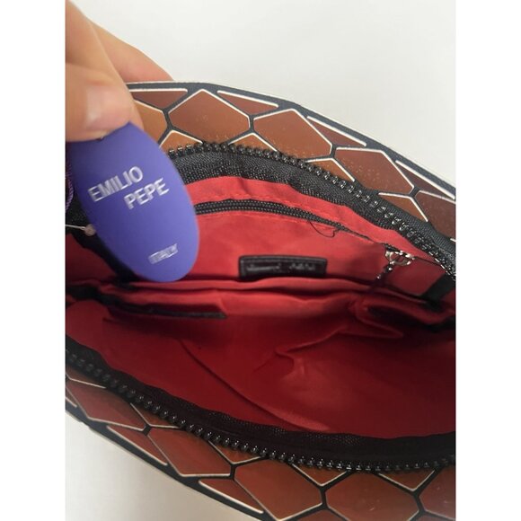 Emilio Pepe Geometric Clutch Purse Metallic Rusty Gold Wristlet Bag New - Picture 11 of 16